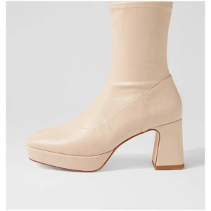 Mollini Now Mo Cream Stretch Smooth Cream Boots Womens Shoes Casual Ankle Boots