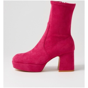 Mollini Otto Mo Magenta Stretch Microsuede Magenta Boots Womens Shoes Casual Ankle Boots