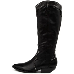 Mollini Pella Mo Black Black Heel Leather Black Black Heel Boots Womens Shoes Casual Long Boots