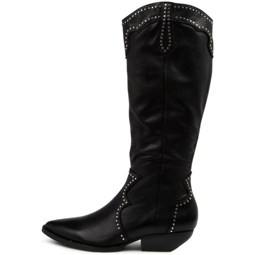 Mollini Pella Mo Black Black Heel Leather Black Black Heel Boots Womens Shoes Casual Long Boots