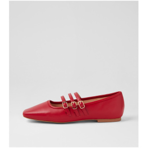 Mollini Salerina Mo Red Leather Red Shoes Womens Shoes Casual Flat Shoes