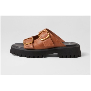 Mollini Shaker Mo Chestnut Black Sole Leather Chestnut Black Sole Sandals Womens Shoes Casual Sandals Flat Sandals