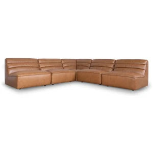 Monaco Modular Leather Corner Sofa - Amber Brown by Interior Secrets - AfterPay Available