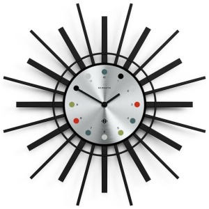 Newgate Stingray Wall Clock Black - Silver Dial