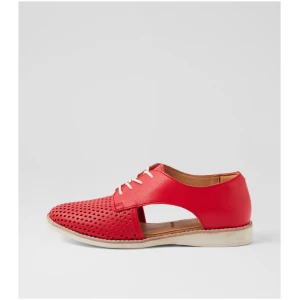 Rollie Sidecut Punch Fiesta Red Leather Fiesta Red Shoes Womens Shoes Casual Flat Shoes