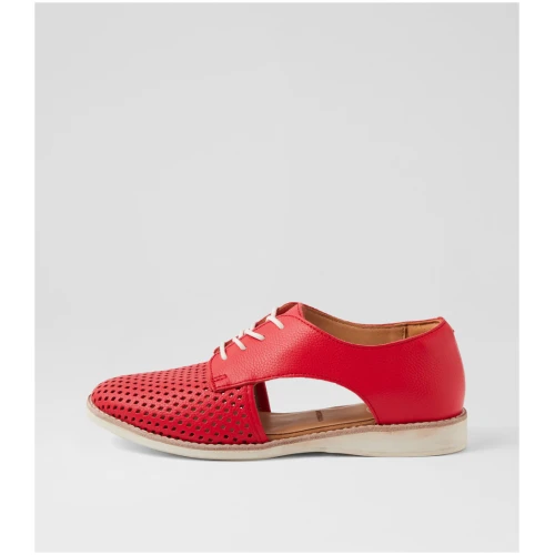 Rollie Sidecut Punch Fiesta Red Leather Fiesta Red Shoes Womens Shoes Casual Flat Shoes