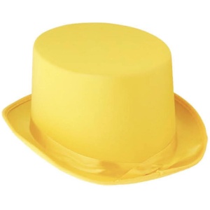 SATIN TOP HAT Costume Party Cap Fancy Dress Trilby Fedora One Size - Yellow