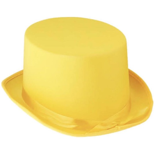 SATIN TOP HAT Costume Party Cap Fancy Dress Trilby Fedora One Size - Yellow