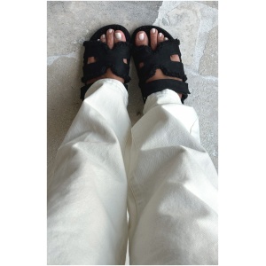Sandra Shearling Sandals Black