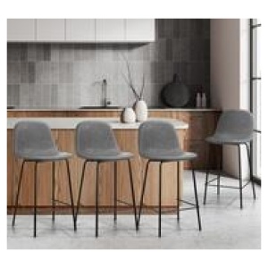 Set Of 4 Forrest Bar Stools Grey
