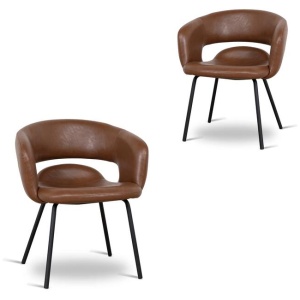 Set of 2 - Dalca Black Dining Chair - Antique Brown by Interior Secrets - AfterPay Available