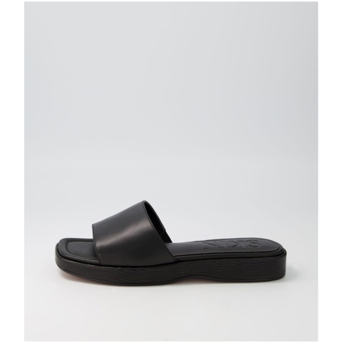 Skin Jamaica Sn Black Leather Black Sandals Womens Shoes Casual Sandals Flat Sandals