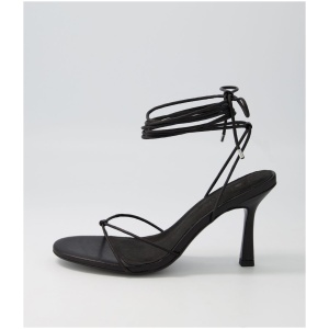Sol Sana Honey Heel Ss Black Leather Black Sandals Womens Shoes Dress Heeled Sandals