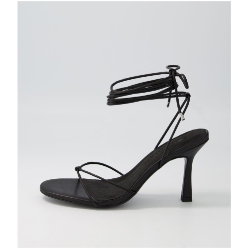 Sol Sana Honey Heel Ss Black Leather Black Sandals Womens Shoes Dress Heeled Sandals