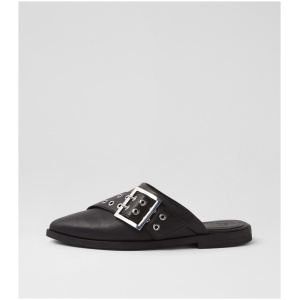 Sol Sana Wooster Slide Ss Black Leather Black Shoes Womens Shoes Casual Flat Shoes