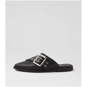 Sol Sana Wooster Slide Ss Black Leather Black Shoes Womens Shoes Casual Flat Shoes