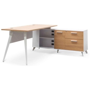 Stylus 160cm Right Return Executive Office Desk - Natural - Last One by Interior Secrets - AfterPay Available