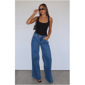 Summer Mid Rise Wide Leg Jeans Admiral Blue