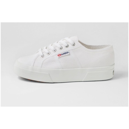 Superga 2740 Platform S9 White Canvas White Sneakers Womens Shoes Casual Casual Sneakers