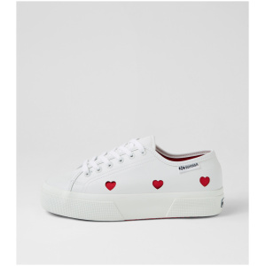 Superga 3740 Platform Heart Leggera S9 White Red Vegan Leather White Red Sneakers Womens Shoes Casual Casual Sneakers
