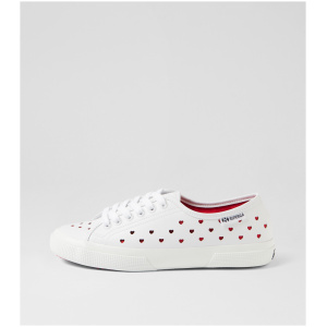 Superga 3750 Heart Leggera S9 White Red Vegan Leather White Red Sneakers Womens Shoes Casual Casual Sneakers