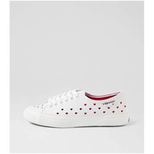 Superga 3750 Heart Leggera S9 White Red Vegan Leather White Red Sneakers Womens Shoes Casual Casual Sneakers