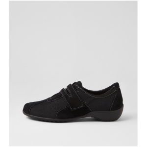 Supersoft Gordana Su Black Suede Textile Black Shoes Womens Shoes Casual Flat Shoes