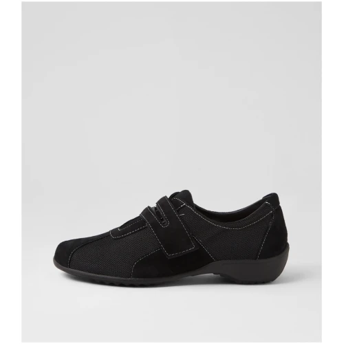 Supersoft Gordana Su Black Suede Textile Black Shoes Womens Shoes Casual Flat Shoes