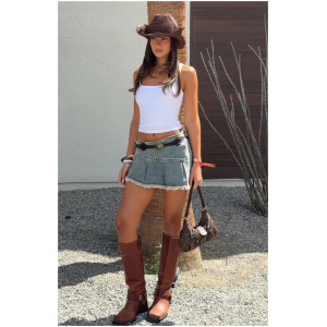 Sweet And Sour Denim Mini Skirt Sand Wash