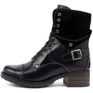 Taos Crave Black Leather Black Boots Womens Shoes Casual Calf Boots