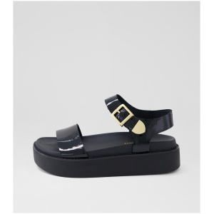 Top End Gevela To Black Patent Leather Black Sandals Womens Shoes Casual Sandals Flat Sandals