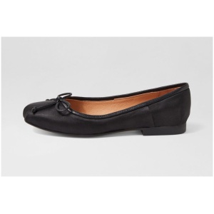 Top End Mookie To Black Satin Leather Black Shoes Womens Shoes Casual Flat Shoes