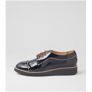 Top End Olivee To Navy Cognac Patent Leather Navy Cognac Shoes Womens Shoes Casual Flat Shoes