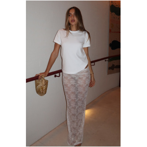 Under My Spell Lace Maxi Skirt White