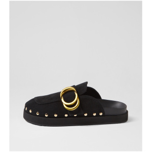 Walnut Pascal Mule Wa Black Suede Black Shoes Womens Shoes Casual Flat Shoes