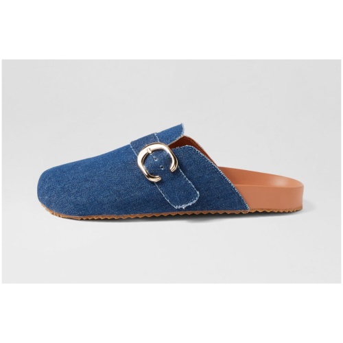 Walnut Peyton Mule Wa Denim Fabric Denim Shoes Womens Shoes Casual Flat Shoes