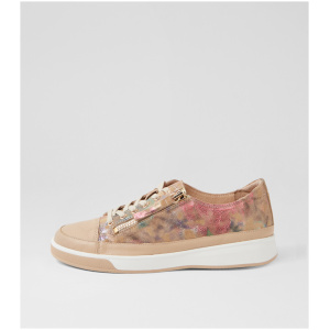 Ziera Alfena Xf Zr Camel Vanilla Bloom Leather Camel Vanilla Bloom Sneakers Womens Shoes Casual Casual Sneakers