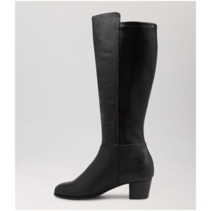 Ziera Gentrys W Zr Black Leather Stretch Smooth Black Boots Womens Shoes Casual Long Boots