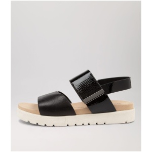 Ziera Nakta Xw Zr Black White Sole Leather Patent Black White Sole Sandals Womens Shoes Casual Sandals Flat Sandals