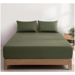 100% Vintage Washed Cotton Fitted Sheet Combo Set - 100% Natural Cotton, Ultra Soft & Breathable - Includes Fitted Sheet & Pillowcases - Machine Washa