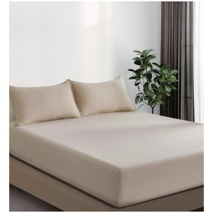100% Vintage Washed Microfibre Fitted Sheet Set - Ultra Soft & Lightweight All-Season Fitted Sheet with 1 Pillowcase (Linen, King Single Size)