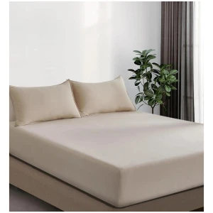 100% Vintage Washed Microfibre Fitted Sheet Set - Ultra Soft & Lightweight All-Season Fitted Sheet with 2 Pillowcases (Linen, King Size)