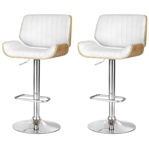 2x Bar Stools Adjustable Leather Chairs