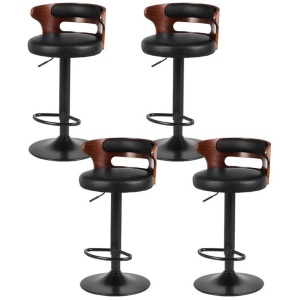 4x Bar Stools Gas Lift Faux Leather