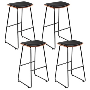 4x Bar Stools Leather Padded Metal