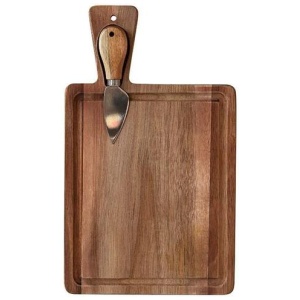 Acacia Mini Rectangular Serving Board with Knife Size 18X22cm by Alex Liddy