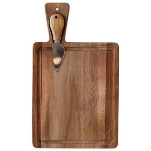 Acacia Mini Rectangular Serving Board with Knife Size 18X22cm by Alex Liddy