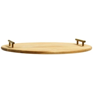 Acacia Round Serving Board with Handles Size 50cm by Alex Liddy