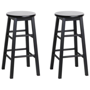 Artiss 2x Bar Stools Round Chairs Wooden Black
