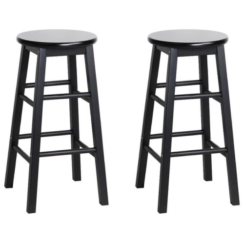 Artiss 2x Bar Stools Round Chairs Wooden Black